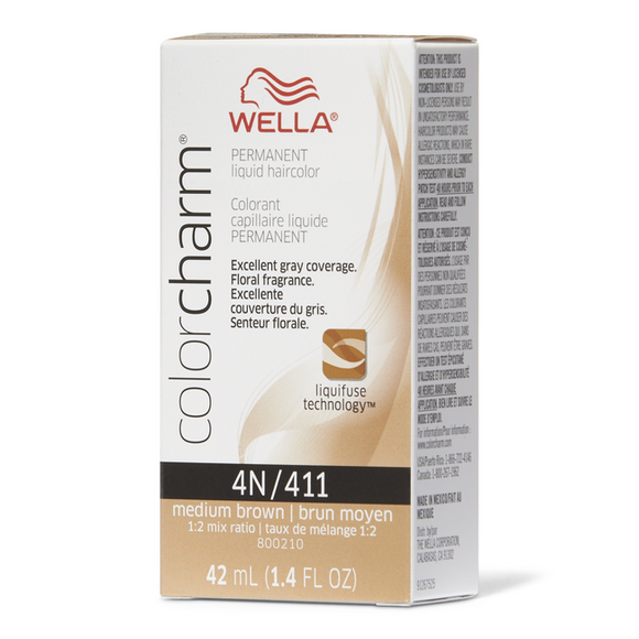 Wella Color Charm Permanent Liquid Creme Hair Color 4n/411 Medium Brown 42 ML - MZR Trading