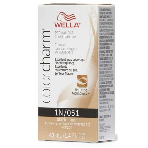 Wella Color Charm Permanent Liquid Creme Hair Color 1N/051 Black Noir