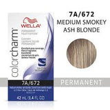 Wella Color Charm Permanent Liquid Creme Hair Color 7A/672 Medium Smokey Ash Blonde