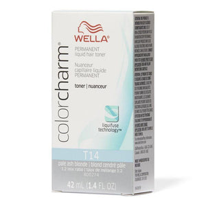 Wella Color Charm Permanent Liquid Creme Hair Color T14 Pale Ash Blonde 42 ML - MZR Trading