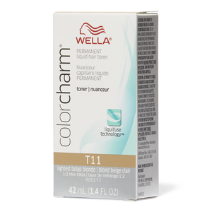 Wella Color Charm Permanent Liquid Creme Hair Color T11 Lightest Beige Blonde 42 ML - MZR Trading